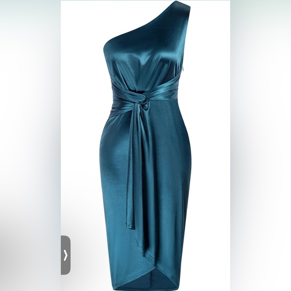 GRACE KARIN Women's One Shoulder Ruched Bodycon Satin Dress - Picture 3 of 5